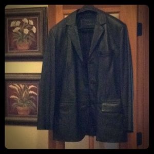 Men’s Black Leather Blazer